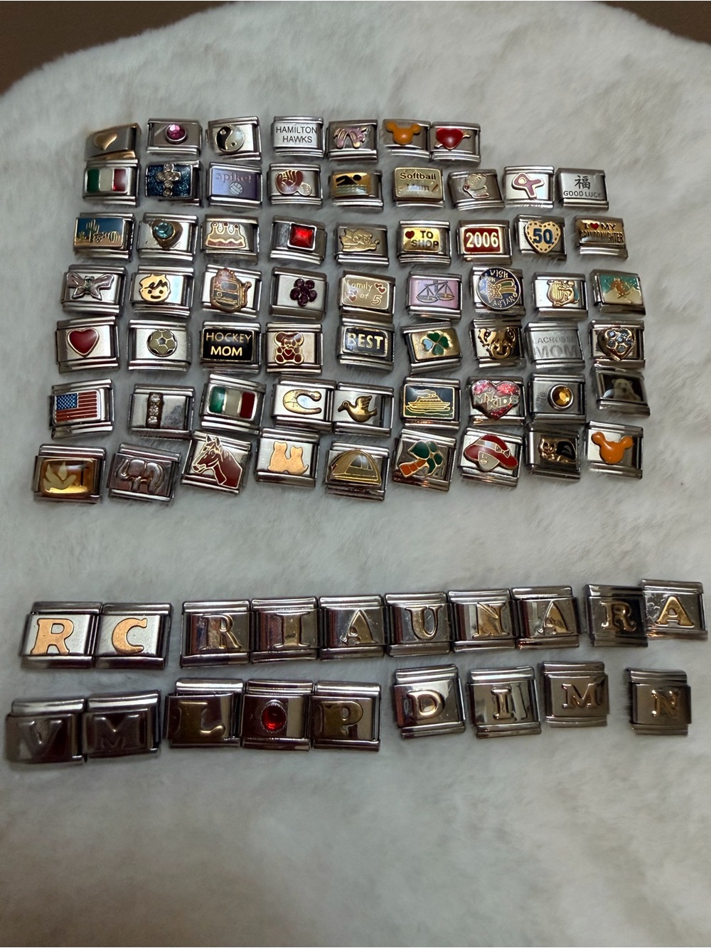 Vintage Y2K Italian Charm Bracelet Link Charms Stainless Steel Silver (2 for $20 - Picture 3 of 8